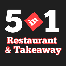 5 in 1 Restaurant & Takeaway logo.